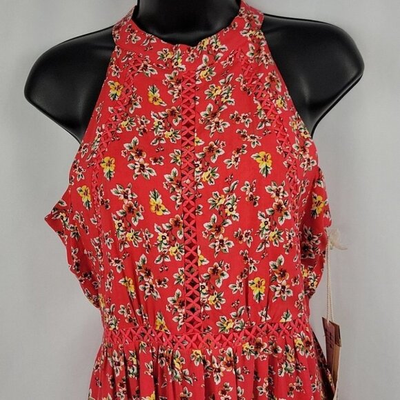 Sunday Mi Amor Floral Backless Halter Dress Coral Size XS NWT - Picture 2 of 12